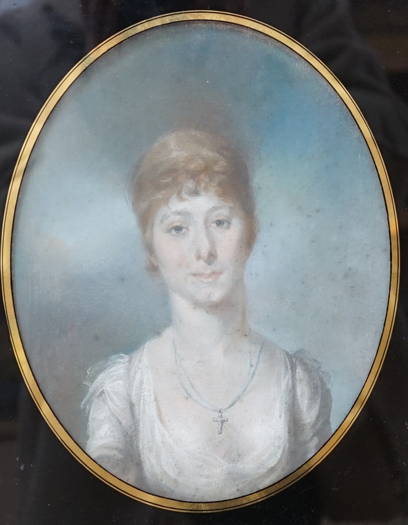 English School c.1820, pastel, Portrait of Madame James Smith of Tipperary, wife of Captain James Smith, Chevalier de la Legion D'honneur, oval, 25 x 19.5cm